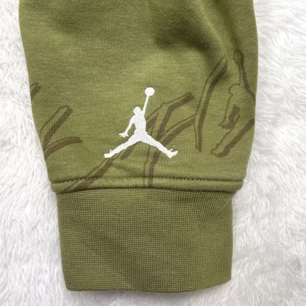 Air Jordan Flight Jumpman Hoodie Mens‎ M Olive Green AOP Nike Street Basketball